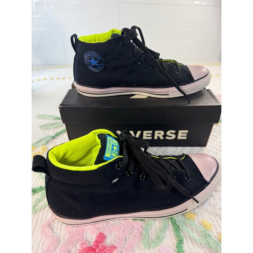 Converse Chuck Taylor All Star Street Mid Black Neon Yellow Mens 11 141187C